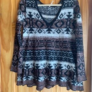 Free people Aztec tribal type pattern sweater